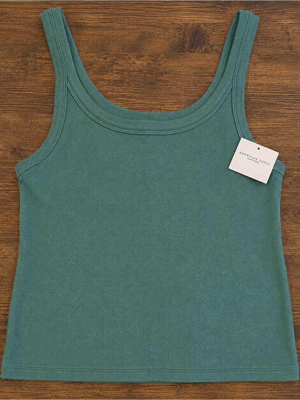 American Eagle Outfitters Women's Teal Ribbed Scoop Tank